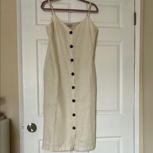 Elegant Rails Linen Cream Button-Down Dress